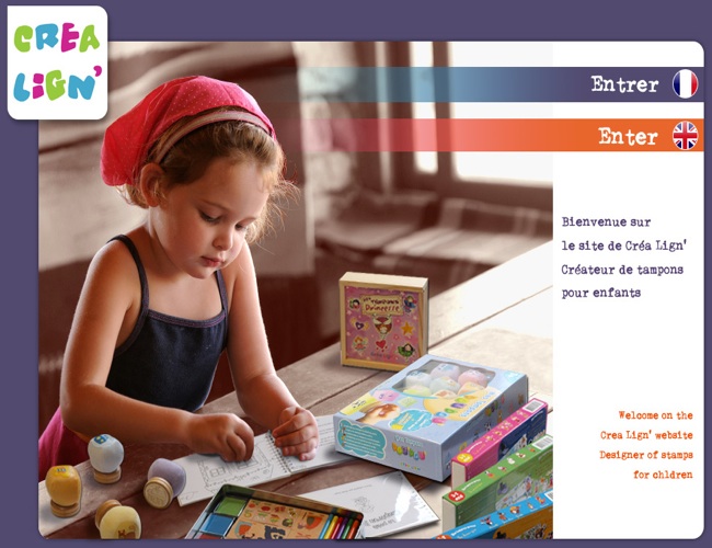 <h3>Cr�a Lign'</h3>Cr�ateur et grossiste de tampons encreurs pour enfants et professionnels.<br /><br />Site de vente en ligne pour les distributeurs avec panier de commande, espace client professionnel multi-langues.